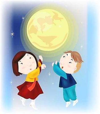 EPS 전통 여자 명절 남자 아시아 어린이 일러스트 사람 소녀 소년 두명 추석 보름달 달 달밤 한복 개구쟁이 어린이만 국내일러스트 자연요소 한국전통 기념일 나라 전통의상 파일형식 벡터