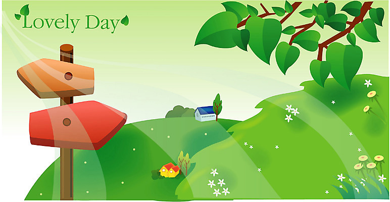 EPS 나무 사계절 계절 꽃 백그라운드 일러스트 자연 주택 풍경 초원 사람없음 야외 초록색 봄 팻말 표지판 언덕 국내일러스트 식물 컬러 프레임 알림판 건물 생태계 파일형식 벡터