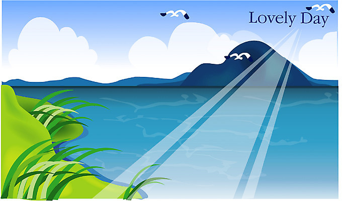 EPS 주간 사계절 계절 바다 섬 백그라운드 일러스트 자연 갈매기 풍경 사람없음 야외 여름 풀 언덕 육지 국내일러스트 자연요소 식물 조류 생태계 파일형식 벡터