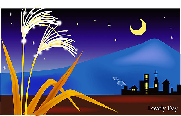 EPS 식물 사계절 계절 백그라운드 야경 일러스트 자연 갈대 사람없음 야외 건물 여름 마을 가을 초승달 억새 가을배경 국내일러스트 건축물 달 야간 생태계 파일형식 벡터 가을_계절 풍경_경치