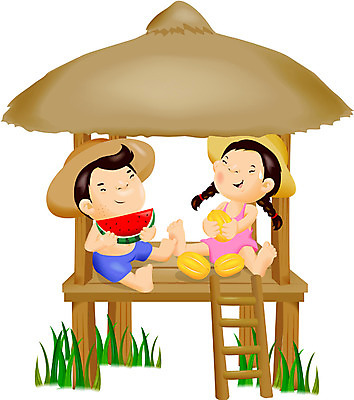 EPS 계절 여자 어린이교육 교육 남자 어린이 과일 일러스트 방학 여름음식 수박 여름방학 사람 풍경 소녀 소년 두명 여름 여름휴가 바캉스 참외 대서 원두막 어린이만 제철음식 제철과일 국내일러스트 음식 휴가 절기 제철 파일형식 벡터 여름_계절