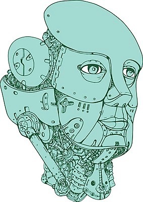 EPS 해외이미지 여자 일러스트 머리 기계 로봇 그림 심플 전자 안드로이드 휴머노이드 AI_인공지능 해외일러스트 사람 신체부위 파일형식 벡터 이미지허브