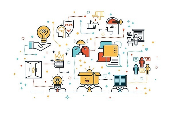 EPS 해외이미지 교육 말풍선 일러스트 전구 왕관 아이디어 창조 대화 가면 사람없음 독서 발표 강의 종이상자 뇌 손모양 창의력 해외일러스트 모양 컨셉 말하기 상자 파일형식 벡터 손_신체부위 이미지허브