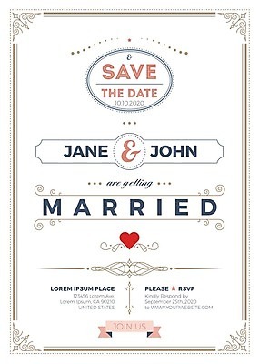 EPS 해외이미지 템플릿 리본 결혼 일러스트 결혼식 사람없음 하트 분위기 고급 청첩장 심플 해외일러스트 모양 컨셉 카드_감사 이벤트 파일형식 벡터 이미지허브