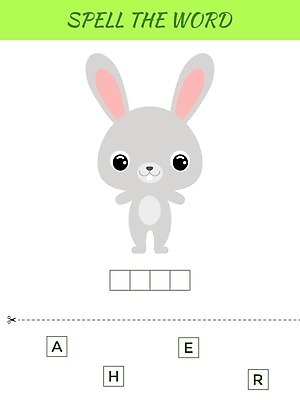 EPS 해외이미지 한마리 영어 어린이교육 일러스트 영어교육 사람없음 토끼 유아교육 단어조합 학습지 단어맞추기 워크북 해외일러스트 문자 1 교육 포유류 교재 반려동물 맞추기 조합 파일형식 벡터 이미지허브