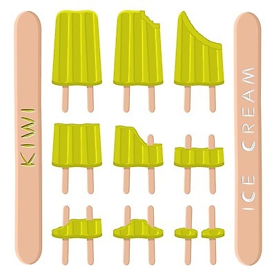 EPS 해외이미지 일러스트 아이스크림 디저트 사람없음 초록색 세트 막대기 해외일러스트 음식 컬러 파일형식 벡터 이미지허브