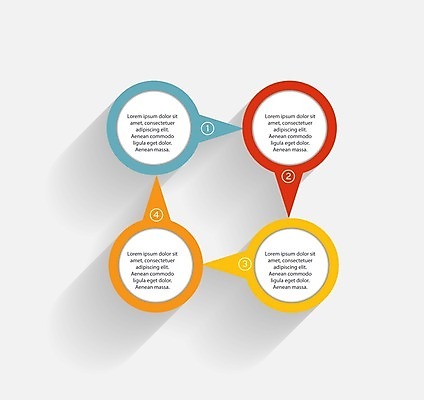 EPS 해외이미지 일러스트 비즈니스 사람없음 그래픽 빨간색 파란색 노란색 인포그래픽 원형 심플 순서 엘리먼트 해외일러스트 도형 컬러 파일형식 벡터 이미지허브