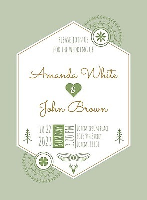 EPS 해외이미지 나무 결혼 일러스트 결혼식 사람없음 초록색 연두색 하트 축하 네잎클로버 청첩장 육각형 사슴모양 해외일러스트 모양 도형 식물 컬러 컨셉 카드_감사 이벤트 클로버 파일형식 벡터 이미지허브