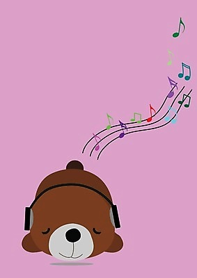 EPS 해외이미지 동물 캐릭터 디자인 행복 음악 분홍색 백그라운드 일러스트 곰 사랑 미술 갈색 흰색 낙서 만화 그림 복고 고립 해외일러스트 일러캐릭터 감정 컬러 포유류 문화예술 파일형식 벡터 이미지허브