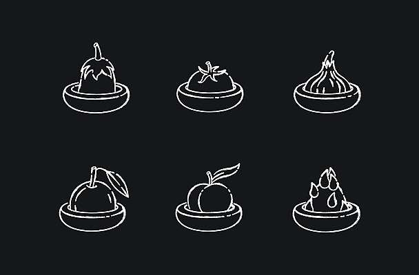 EPS 해외이미지 클립아트 그릇 디자인 백그라운드 컨셉 토마토 채소 과일 일러스트 가지 양파 사람없음 세트 흰색 사과 담기 반쪽 복숭아 해외일러스트 식기 컬러 모션 파일형식 벡터 이미지허브