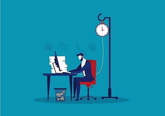 EPS 해외이미지 전신 남자 시계 일러스트 한명 앉기 성인 파란색 타이핑 업무 비즈니스맨 링거 바쁨 링거걸이 마감 서류더미 시간엄수 얼굴없음 성인남자한명만 해외일러스트 1 컬러 비즈니스 의료기기 모션 사람 작업 직장인 문서 남자한명만 성인남자만 파일형식 벡터 더미 이미지허브