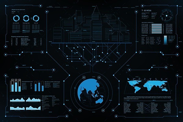 EPS 해외이미지 일러스트 사람없음 디지털 인포그래픽 사이버 UI 인터페이스 SF 해외일러스트 파일형식 벡터 이미지허브