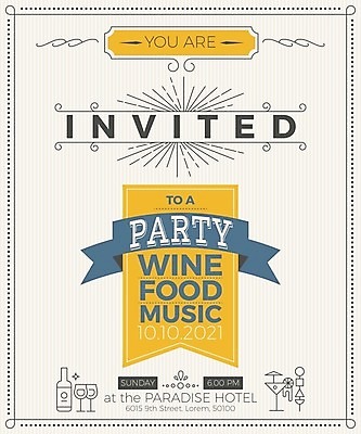 EPS 해외이미지 리본 와인잔 일러스트 사람없음 파티 칵테일 와인병 심플 초대장 초대 베이지색 해외일러스트 컬러 술잔 병_용기 카드_감사 주류 이벤트 와인 파일형식 벡터 이미지허브