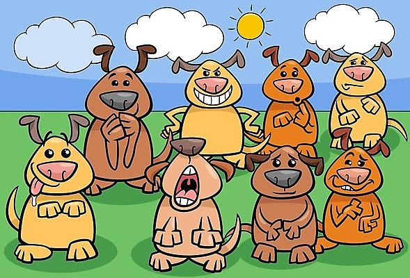 EPS 해외이미지 구름 허리손 일러스트 입벌림 앉기 초원 사람없음 세트 태양 귀여움 강아지 만화 심플 메롱 해외일러스트 자연요소 포즈 컨셉 모션 표정 반려동물 개 파일형식 벡터 이미지허브