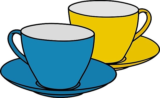 EPS 해외이미지 그릇 커피 음료 2 일러스트 컵 파란색 노란색 주방 어둠 흰색 뜨거움 도자기 사발 차 찻잔 만화 컵받침 백자 해외일러스트 식기 컬러 잔 사기그릇 받침대 파일형식 벡터 이미지허브