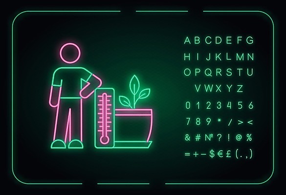 EPS 해외이미지 화분 잎 일러스트 사람모양 사람없음 온도계 원예 네온 해외일러스트 모양 식물 취미 파일형식 벡터 이미지허브