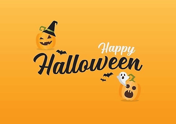 EPS 해외이미지 일러스트 타이포그라피 사람없음 노란색 귀여움 할로윈 유령 박쥐 잭오랜턴 해외일러스트 문자 컬러 컨셉 포유류 파일형식 벡터 이미지허브
