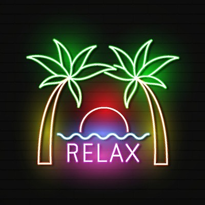 EPS 해외이미지 바다 여행 일러스트 휴가 손바닥 사람없음 햇빛 태양 클럽 네온 우표 파라다이스 해외일러스트 자연요소 손 파일형식 벡터 이미지허브