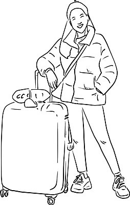 EPS 해외이미지 전신 라이프스타일 여자 여행 포즈 컨셉 가방 라인일러스트 일러스트 휴가 한명 웃음 성인 여행객 캐리어 여행가방 플랫 스케치 라인아트 주머니손 손그림 승객 성인여자한명만 해외일러스트 1 잡화 선 모션 표정 미술 사람 생활 여자한명만 성인여자만 파일형식 벡터 이미지허브