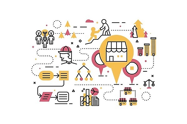 EPS 해외이미지 일러스트 비즈니스 협력 사람모양 사람없음 비즈니스맨 고객 서비스 기회 투자 상업 이익 경영 프랜차이즈 해외일러스트 모양 남자 상점 직장인 파일형식 벡터 이미지허브