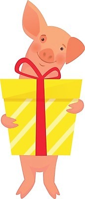 EPS 해외이미지 한마리 리본 일러스트 들기 사람없음 선물상자 귀여움 돼지 돼지캐릭터 해외일러스트 1 동물캐릭터 컨셉 포유류 모션 선물 상자 파일형식 벡터 이미지허브