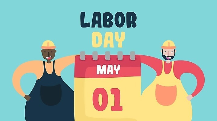 EPS 해외이미지 남자 허리손 일러스트 노동자 들기 상반신 성인 두명 달력 근로자의날 성인남자만 해외일러스트 직업 기념일 포즈 모션 사람 남자만 성인만 파일형식 벡터 이미지허브