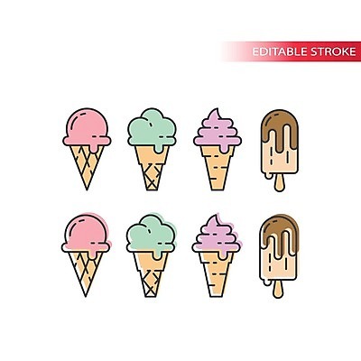 EPS 해외이미지 음식 분홍색 일러스트 딸기 아이스크림 디저트 여름 컬러풀 과자 초콜릿 냉동 얼음 우유 추위 막대기 달콤 맛 크림 원뿔 와플 바닐라 해외일러스트 자연요소 도형 계절 컬러 컨셉 과일 유제품 파일형식 벡터 이미지허브