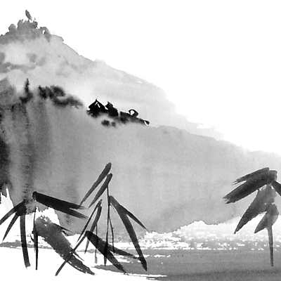 JPG 해외이미지 일러스트 붓터치 산 수묵화 사람없음 검은색 동양화 번짐 해외일러스트 컬러 미술 파일형식 효과 이미지허브