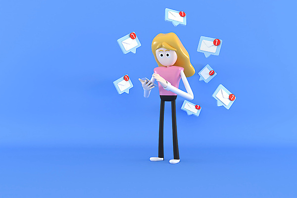 JPG 해외이미지 전신 1 여자 말풍선 일러스트 3D캐릭터 한명 서기 들기 성인 파란색 스마트폰 3D 이메일 알림 문자메시지 성인여자한명만 해외일러스트 캐릭터 컬러 모션 사람 핸드폰 스마트기기 메시지 디지털합성 여자한명만 성인여자만 파일형식 이미지허브