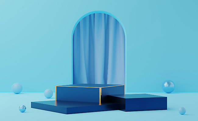 JPG 해외이미지 백그라운드 사람없음 파란색 3D 금속 커튼 아치 해외포토 포토 컬러 재질 디지털합성 파일형식 이미지허브