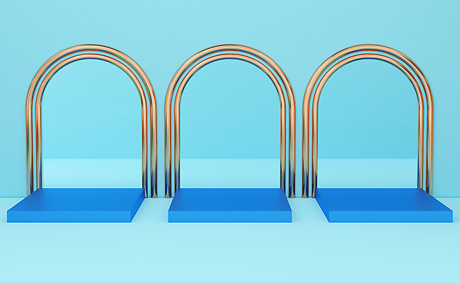 JPG 해외이미지 백그라운드 사람없음 파란색 3D 금속 아치 진행 해외포토 포토 컬러 재질 디지털합성 파일형식 이미지허브
