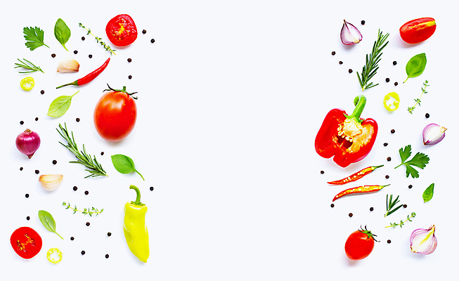 포토 JPG 해외이미지 백그라운드 토마토 채소 식재료 방울토마토 고추 파프리카 실내 사람없음 신선 흰배경 후추 바질 로즈메리 적양파 해외포토 양파 내부 흰색 허브 향신료 파일형식 이미지허브