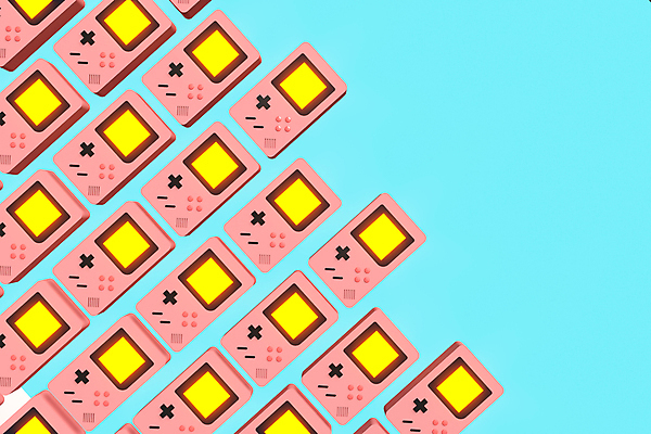 포토 JPG 해외이미지 분홍색 백그라운드 패턴 사람없음 3D 게임기 일렬 휴대용게임기 해외포토 컬러 무늬 휴대용 디지털합성 파일형식 이미지허브