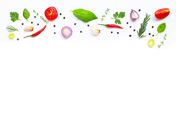 포토 JPG 해외이미지 백그라운드 채소 식재료 방울토마토 고추 실내 마늘 사람없음 신선 흰배경 후추 바질 적양파 해외포토 토마토 양파 내부 흰색 향신료 파일형식 이미지허브