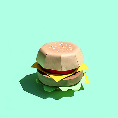 포토 JPG 해외이미지 디자인 컨셉 패스트푸드 사람없음 햄버거 페이퍼아트 민트색배경 해외포토 백그라운드 인스턴트 민트색 파일형식 이미지허브