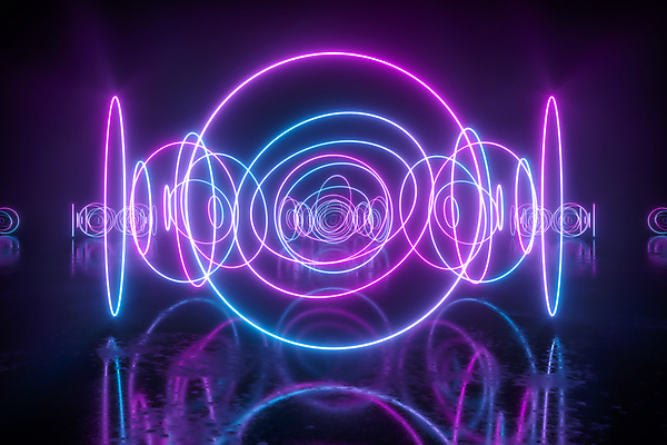 포토 JPG 해외이미지 백그라운드 추상 사람없음 그래픽 반사 3D 원형 네온 겹침 해외포토 도형 무늬 디지털합성 파일형식 이미지허브