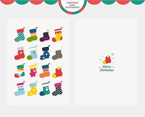 크리스마스 겨울 일러스트 양말 크리스마스카드 사람없음 컬러풀 크리스마스트리 물방울무늬 여러개 줄무늬 크리스마스양말 별장식 국내일러스트 AI파일 계절 기념일 별 컬러 다수 크리스마스장식 무늬 카드_감사 장식 파일형식 벡터