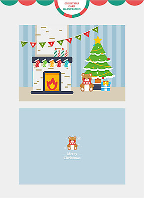 하늘색 크리스마스 겨울 일러스트 촛불 불 양말 크리스마스카드 선물 사람없음 크리스마스트리 곰인형 벽난로 가랜드 국내일러스트 AI파일 자연요소 계절 기념일 인형 초 카드_감사 파란색 파티용품 파일형식 벡터