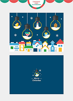 크리스마스 겨울 일러스트 전구 눈사람 크리스마스카드 주택 선물 풍경 사람없음 마을 종 눈 눈송이 야간 남색 팽이 국내일러스트 AI파일 자연요소 계절 기념일 컬러 날씨 카드_감사 눈_날씨 건물 놀이용품 파일형식 벡터