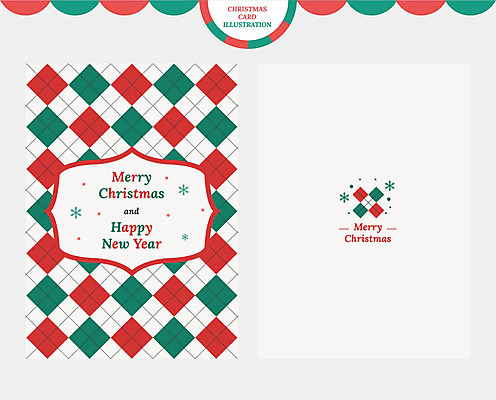 크리스마스 겨울 패턴 일러스트 크리스마스카드 사람없음 빨간색 초록색 체크무늬 해피뉴이어 국내일러스트 AI파일 계절 기념일 컬러 무늬 카드_감사 새해인사 파일형식 벡터