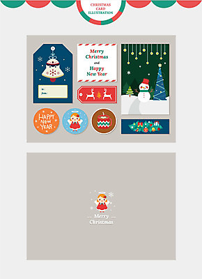 스티커 크리스마스 겨울 일러스트 눈사람 천사 크리스마스카드 사람없음 컬러풀 크리스마스트리 라벨 종 엽서 해피뉴이어 코코아 국내일러스트 AI파일 계절 기념일 음료 컬러 카드_감사 프레임 새해인사 편지 파일형식 벡터