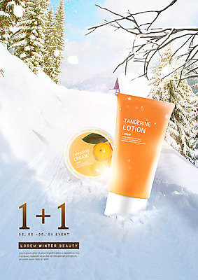 PSD 편집이미지 겨울 오렌지 산 눈꽃 사람없음 뷰티 주황색 화장품 나뭇가지 눈 시원함 크림 로션 상큼 원플러스원 목업 눈덮임 덤 이미지편집 자연요소 나무 계절 컬러 컨셉 과일 날씨 눈_날씨 이벤트 파일형식