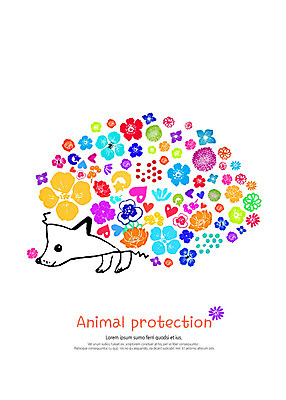 PSD 동물 한마리 꽃 일러스트 수채화 따뜻함 사람없음 컬러풀 귀여움 보호 감성 동물보호 고슴도치 국내일러스트 식물 1 컬러 컨셉 포유류 사회이슈 파일형식