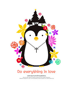 PSD 나무 한마리 꽃 기독교 십자가 일러스트 목걸이 수채화 따뜻함 사랑 사람없음 컬러풀 귀여움 펭귄 감성 국내일러스트 식물 1 감정 종교 컬러 컨셉 장신구 조류 파일형식