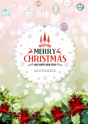 PSD 편집이미지 포스터 크리스마스 겨울 이벤트 사람없음 빨간색 크리스마스트리 파티 장식볼 루돌프 눈송이 보케 포인세티아 오너먼트 이미지편집 계절 기념일 꽃 컬러 크리스마스장식 사슴 눈_날씨 장식 파일형식