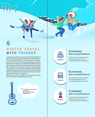전신 PSD 템플릿 표지디자인 북디자인 출판디자인 여자 남자 내지 리플렛 여행 겨울 2단접지 북커버 사람 팜플렛 여러명 성인 파란색 점프 기타 랜턴 겨울여행 즐거움 성인만 눈덮임 이미지템플릿 계절 감정 컬러 다수 컨셉 모션 현악기 조명 파일형식