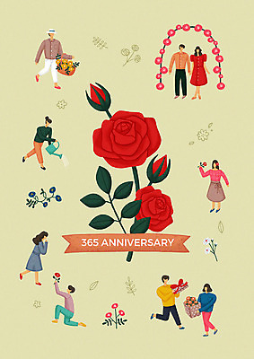 전신 PSD 커플 여자 기념일 남자 꽃 행복 프로포즈 일러스트 선물 사랑 사람 여러명 성인 선물상자 울타리 장미 노란색 물뿌리개 꽃바구니 향기 로즈데이 국내일러스트 식물 감정 컬러 다수 관계 데이이벤트 이벤트 담장 상자 바구니 냄새 파일형식