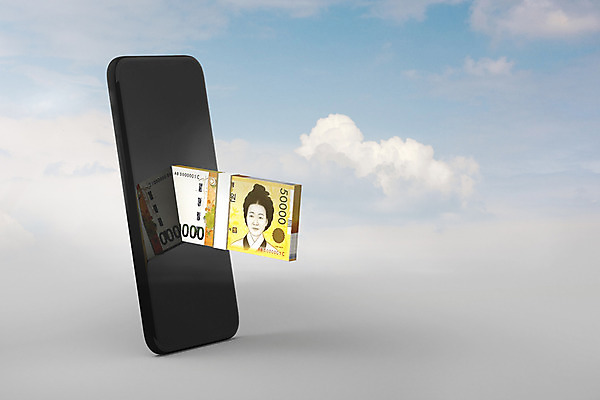 PSD 구름 편집이미지 비즈니스 하늘 정보기술 사람없음 금융 스마트폰 노란색 3D 돈다발 스마트 디지털합성 은행 오만원 금융거래 모바일뱅킹 스마트뱅킹 목업 핀테크 편집3D 자연요소 컬러 컨셉 지폐 돈 모바일 기술 경제 핸드폰 스마트기기 뱅킹 파일형식