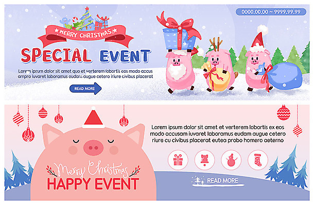 PSD 템플릿 배너 배너템플릿 행복 ZIP 분홍색 동물캐릭터 웹템플릿 하늘색 겨울 여러마리 산타모자 의인화 선물 이벤트 사람없음 선물상자 현수막 소나무 돼지 운반 배송 돼지캐릭터 선물꾸러미 이벤트배너 특별함 웹배너 오너먼트 빅배너 나무 동물 캐릭터 모자_잡화 계절 감정 컬러 다수 컨셉 크리스마스장식 크리스마스 포유류 파란색 상자 파일형식