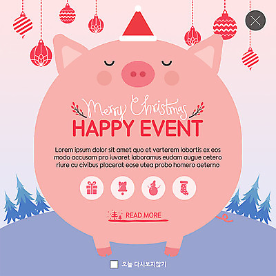 PSD 템플릿 한마리 행복 ZIP 분홍색 동물캐릭터 웹템플릿 산타모자 눈사람 팝업 이벤트팝업 웹팝업 선물 이벤트 사람없음 선물상자 소나무 돼지 돼지캐릭터 크리스마스양말 크리스마스종 오너먼트 빅팝업 이미지템플릿 나무 동물 캐릭터 모자_잡화 1 감정 컬러 크리스마스장식 크리스마스 포유류 양말 상자 종 파일형식